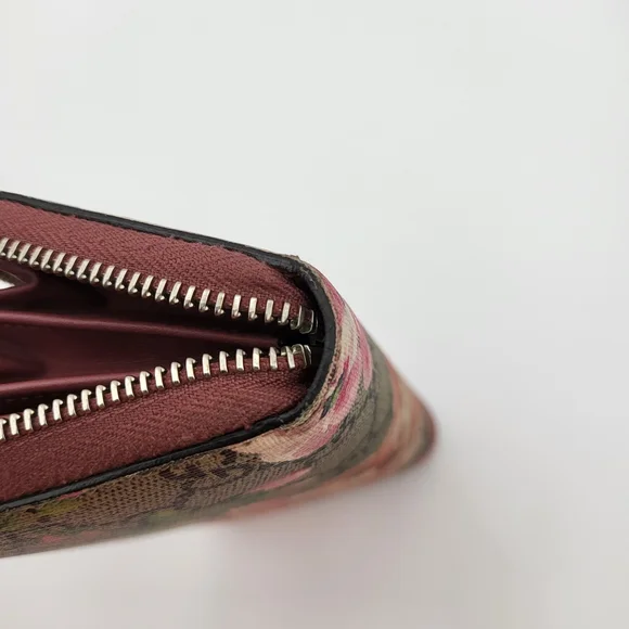 GUCCI GG Supreme Blooms Round Zip Long Wallet Floral Print Pink Canvas Leather.. - Picture 13 of 14